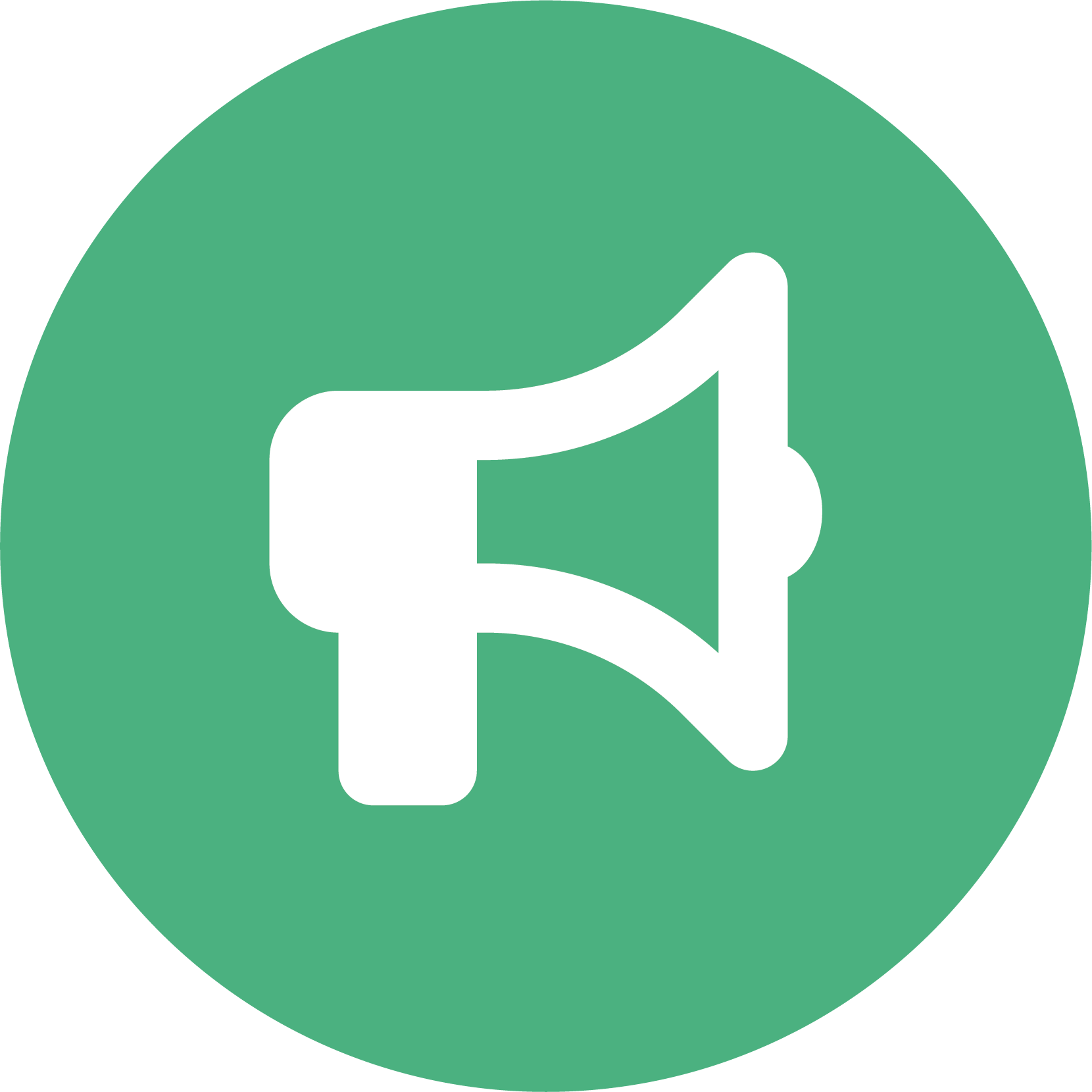 A circle with an icon of a blowhorn inside.