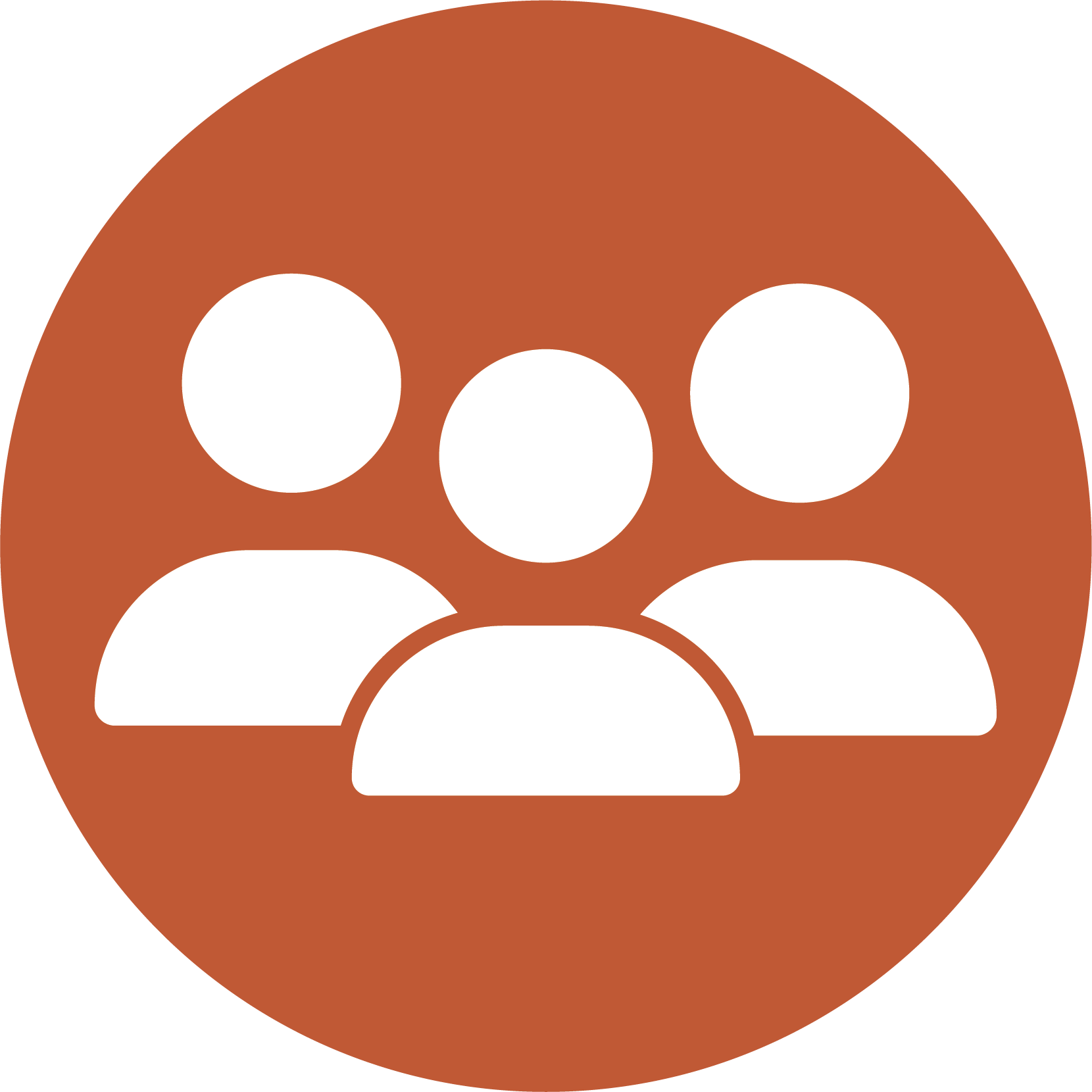 A circle with an icon of three people inside.